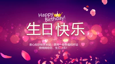 紫色唯美浪漫玫瑰花瓣生日快乐纪念册相册PPT