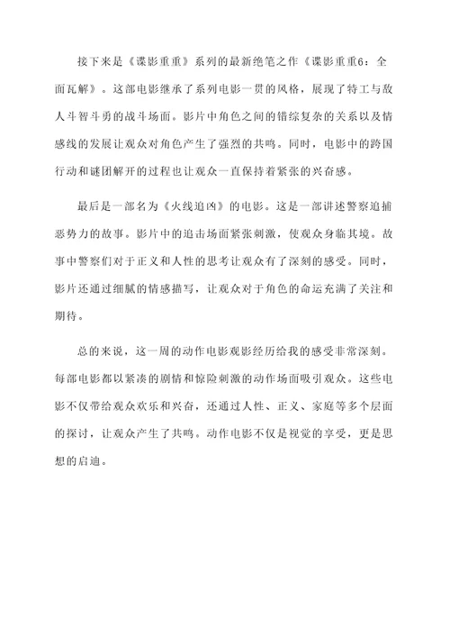看完动作电影周感想