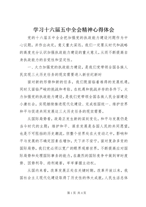 学习十六届五中全会精神心得体会.docx