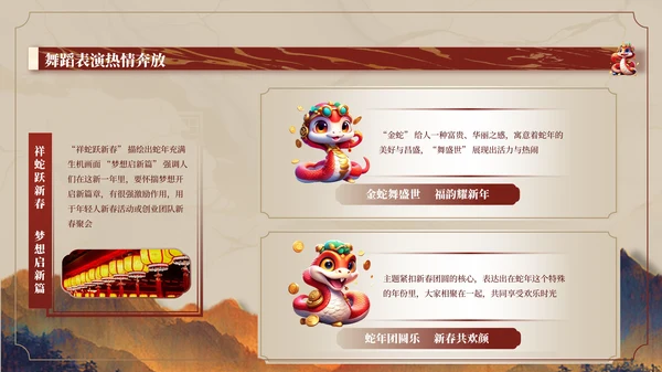 红色国风新年活动汇报ppt模板