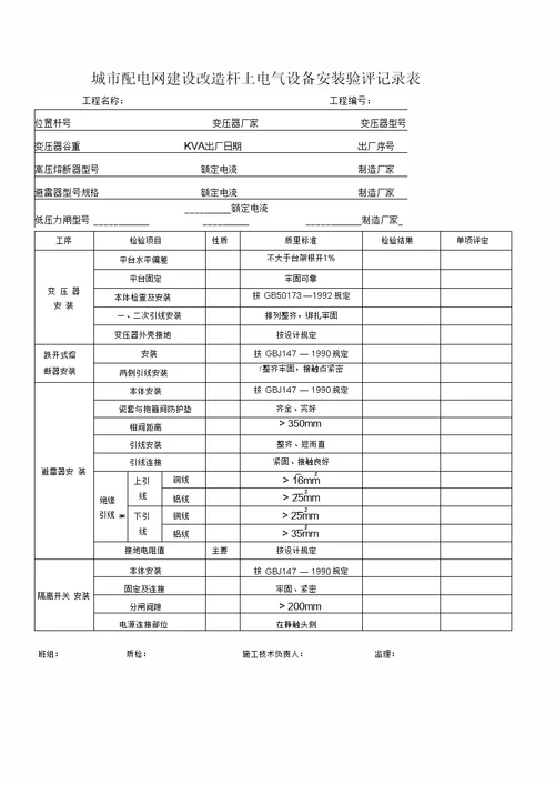 电力安装工程施工表格 secret