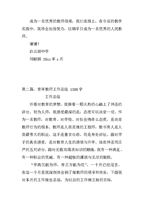 青年教师工作总结 2