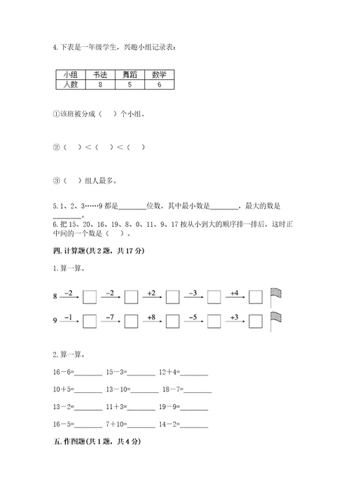 2022一年级上册数学期末测试卷及参考答案1套