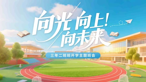 蓝色3D立体风三年二班开学主题班会PPT模版