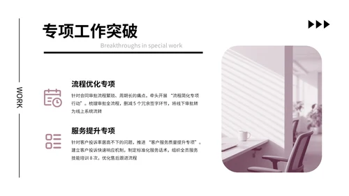 粉色留白简约工作汇报通用PPT模板