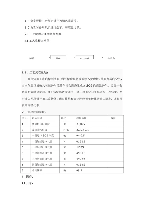 硫磺制酸标准工艺专题规程与操作专题规程.docx
