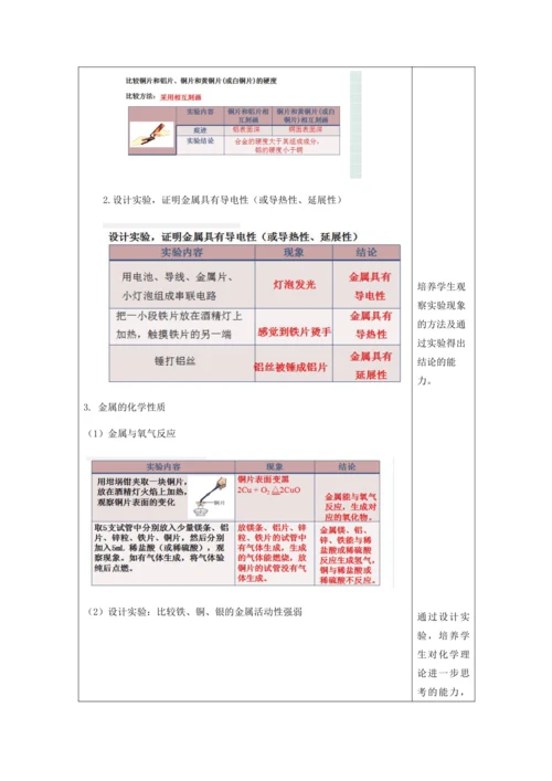 【高效备课】实验活动5 常见金属的物理性质和化学性质 教案 --人教版（2024）化学九下