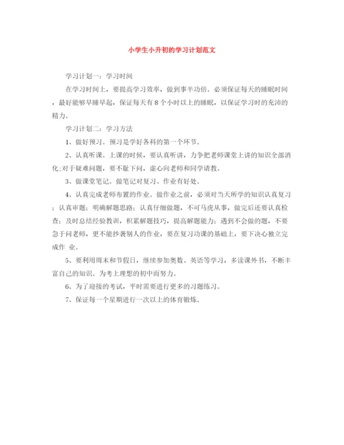精编之小学生小升初的学习计划范文.docx