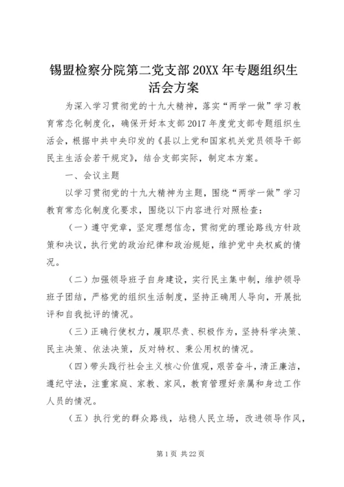 锡盟检察分院第二党支部20XX年专题组织生活会方案.docx