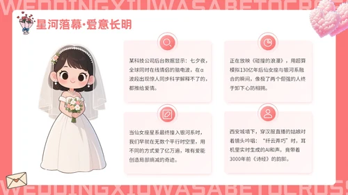 红色插画风七夕主题婚礼策划PPT模板