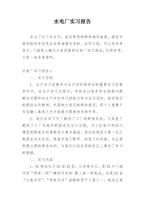 水电厂实习报告.docx