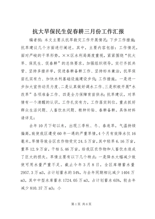 抗大旱保民生促春耕三月份工作汇报.docx