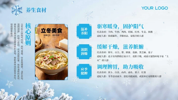 蓝色国风立冬节气PPT模板