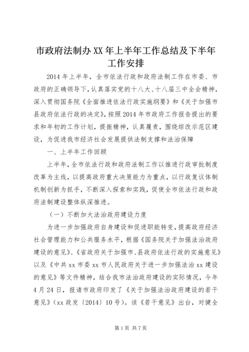 市政府法制办XX年上半年工作总结及下半年工作安排.docx