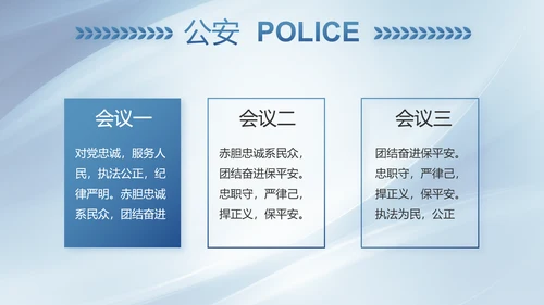 蓝色大气司法警察公安工作总结动态PPT模板