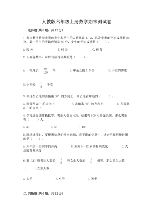 人教版六年级上册数学期末测试卷附答案（综合题）.docx