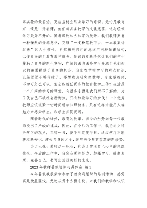 2023年教师暑假培训心得体会.docx