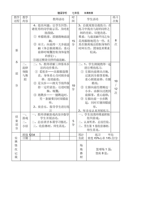 完整word版,初中体育教案全集