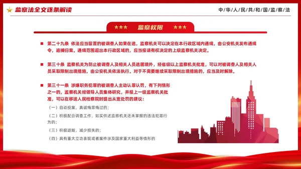 红色大气庄严监察法解读学习培训PPT条例监察