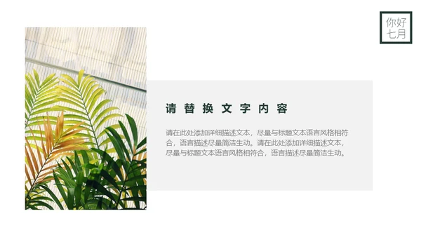 你好七月热带风情海岛三亚湾通用PPT模板