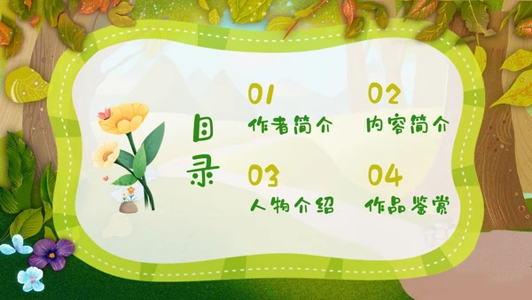 绿色插画卡通爱丽丝梦游仙境读书分享会PPT