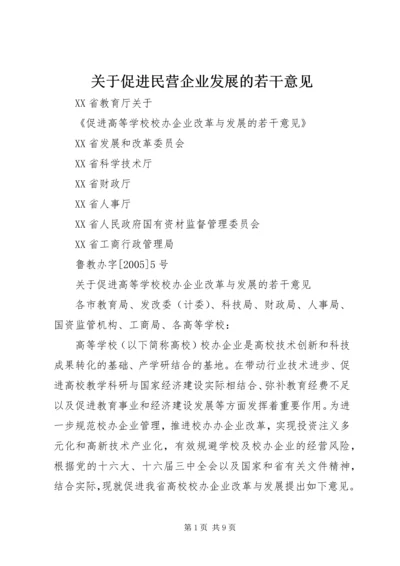 关于促进民营企业发展的若干意见 (2).docx