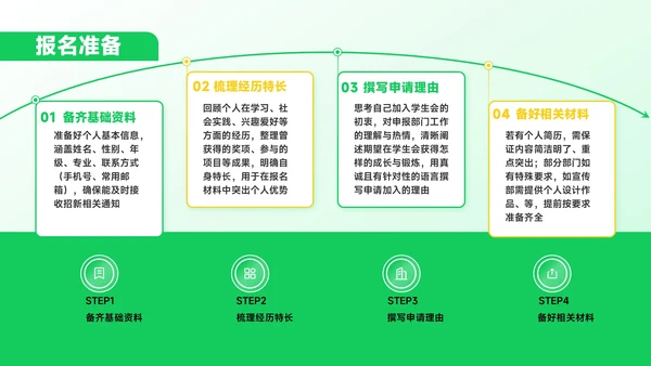 绿色插画风学生会招新进行时PPT模板