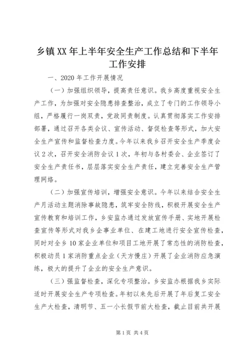 乡镇某年上半年安全生产工作总结和下半年工作安排.docx