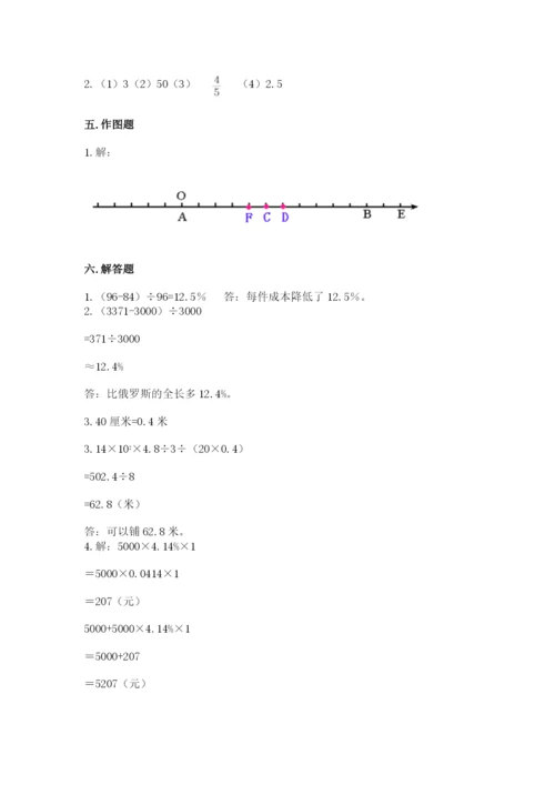 北京版小学六年级下册数学期末综合素养测试卷附参考答案（达标题）.docx