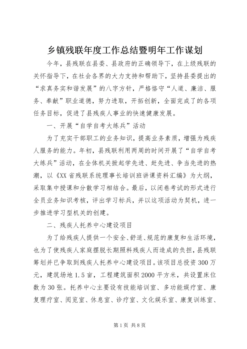 乡镇残联年度工作总结暨明年工作谋划.docx