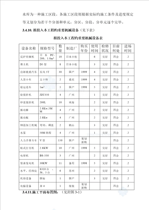 小型水库综合施工组织设计重点技术标