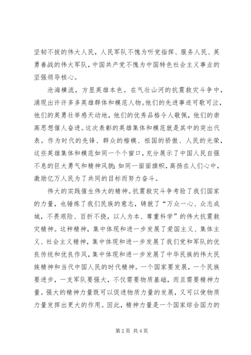 学习抗震救灾精神心得：大力弘扬抗震救灾精神.docx