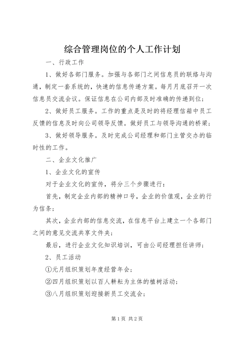 综合管理岗位的个人工作计划精编.docx