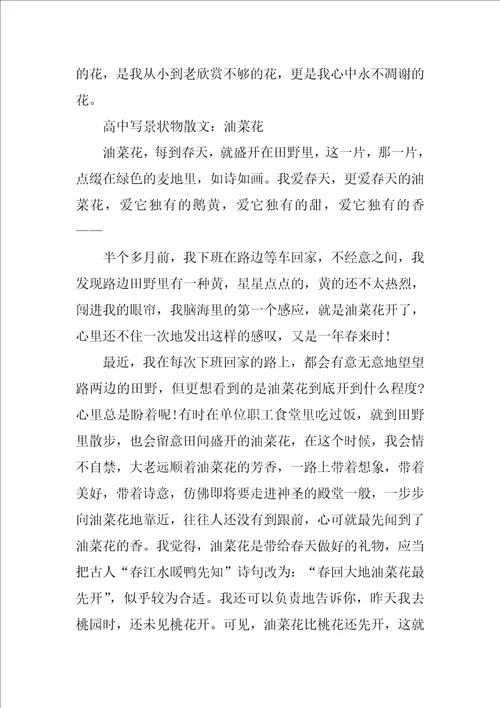 高中写景状物散文3篇