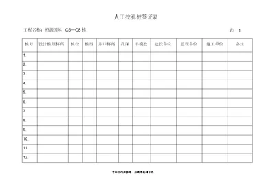 人工挖孔桩签证表