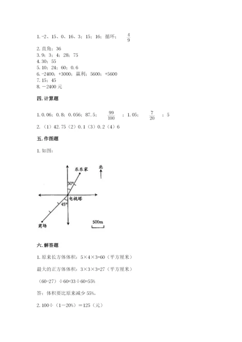 天津市武清区六年级下册数学期末测试卷最新.docx