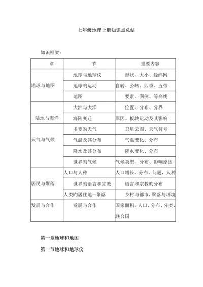 2023年七年级地理上册知识点总结苏教版.docx