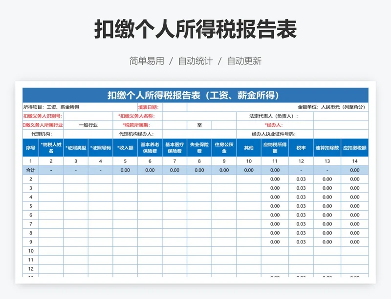 扣缴个人所得税报告表