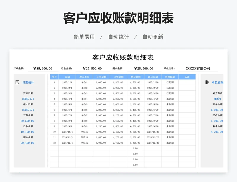 客户应收账款明细表