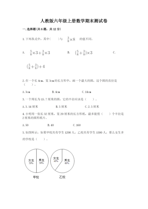 人教版六年级上册数学期末测试卷附完整答案（全优）.docx