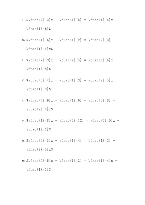 60道分数解方程计算题
