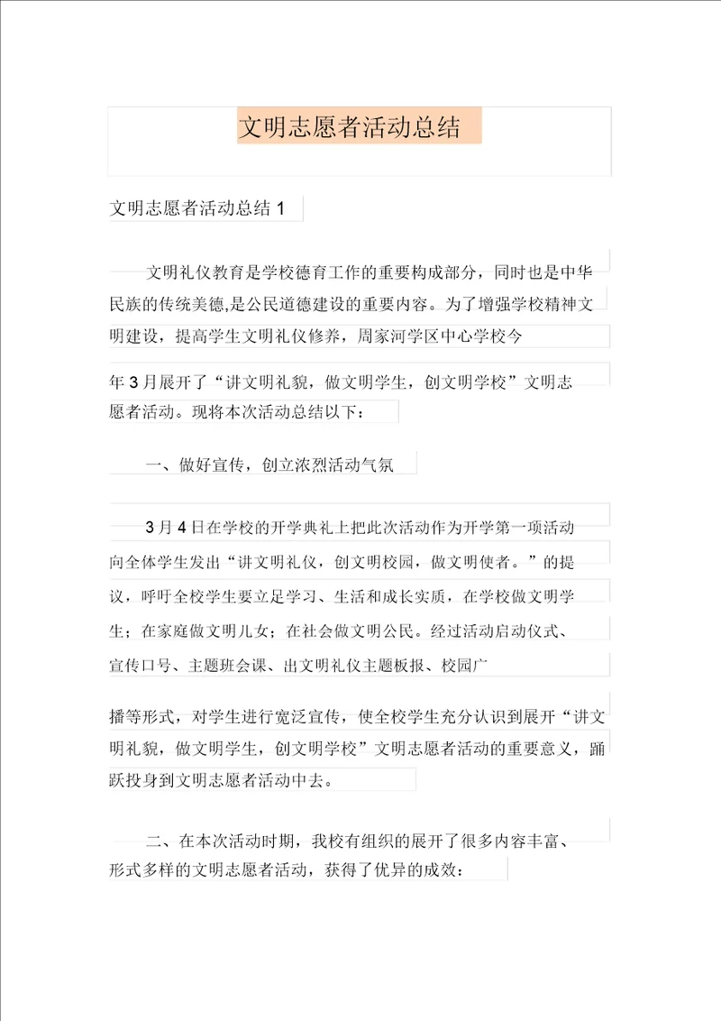 文明志愿者活动总结