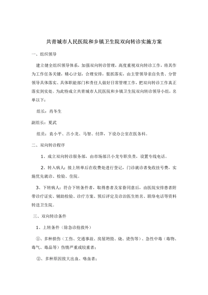 医院与乡镇卫生院双向转诊实施专业方案.docx