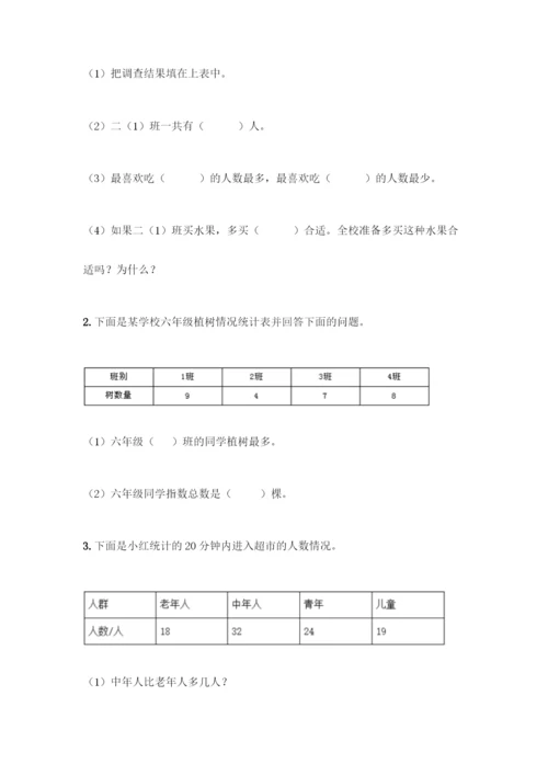 人教版二年级下册数学第一单元-数据收集整理-测试卷附答案(巩固).docx