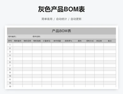 灰色产品BOM表