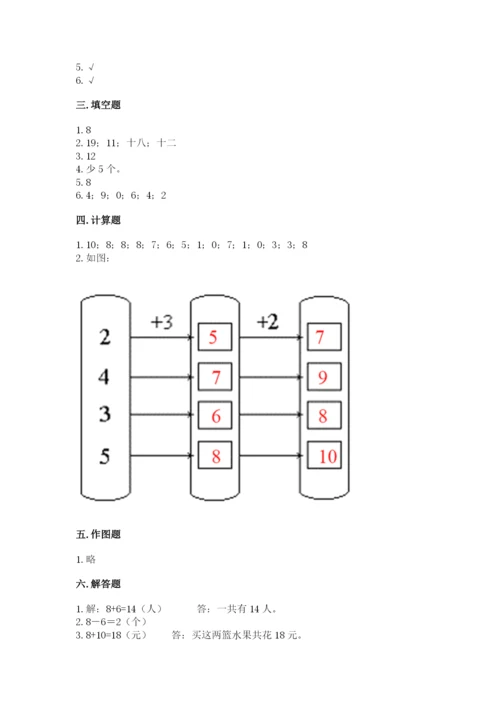 小学一年级上册数学期末测试卷及参考答案【预热题】.docx
