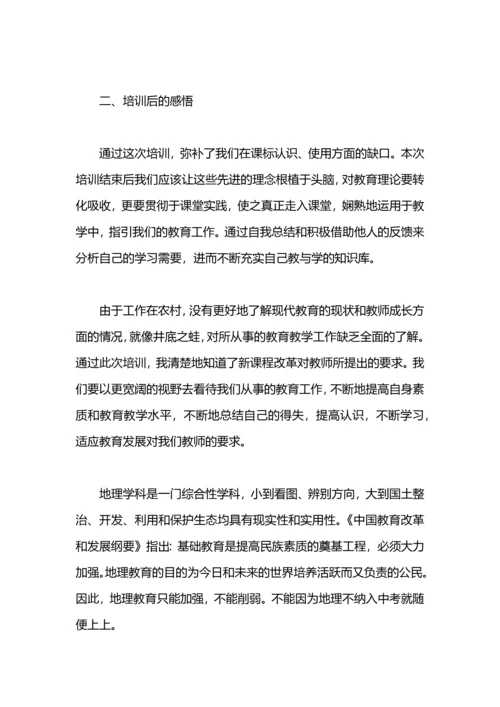 初中地理老师培训自我总结.docx