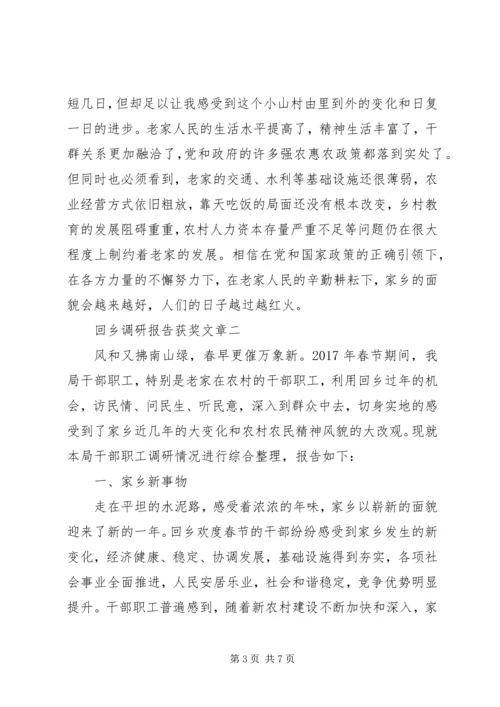回乡调研报告获奖文章.docx