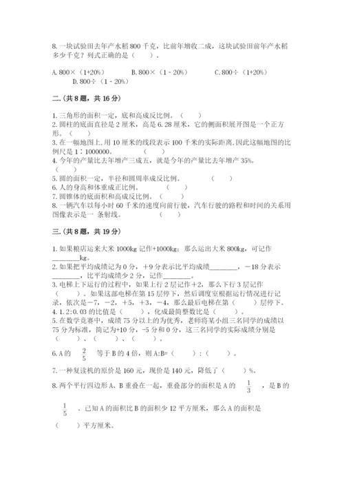 苏教版六年级数学小升初试卷附完整答案（典优）.docx