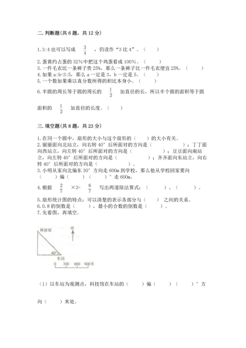 人教版六年级上册数学期末检测卷附答案（预热题）.docx